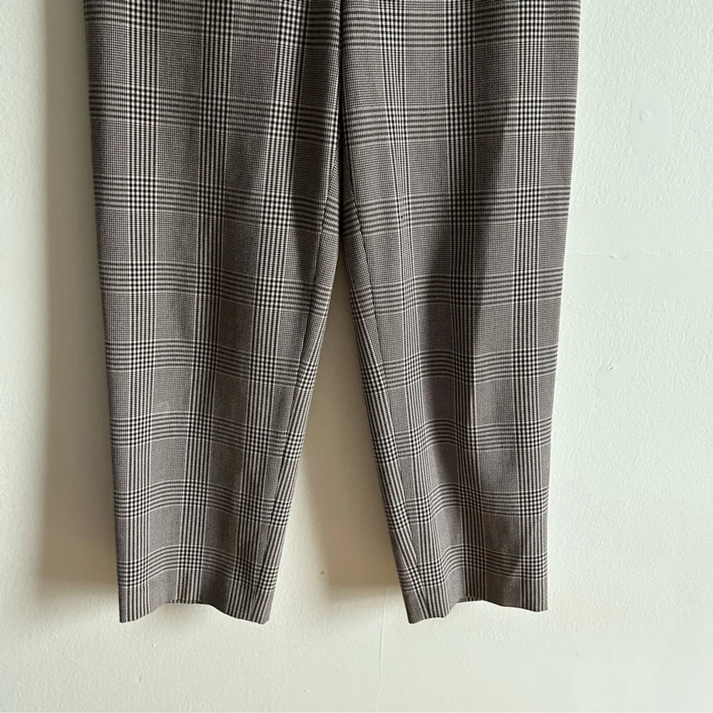 Aritzia Wilfred Sz 6 Tie Front Grey Plaid AcademiA Ankle Tapered Pants - Picture 8 of 13